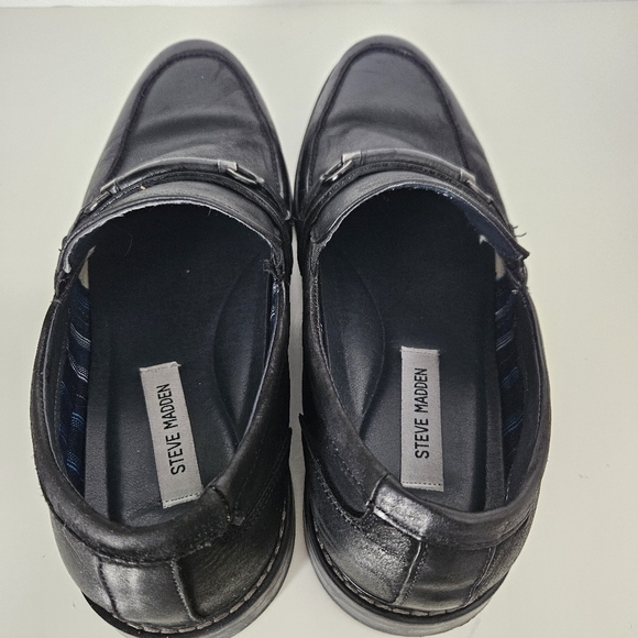 Steve Madden Mens Black Leather Slip On Loafers Sz 11 - Picture 5 of 8